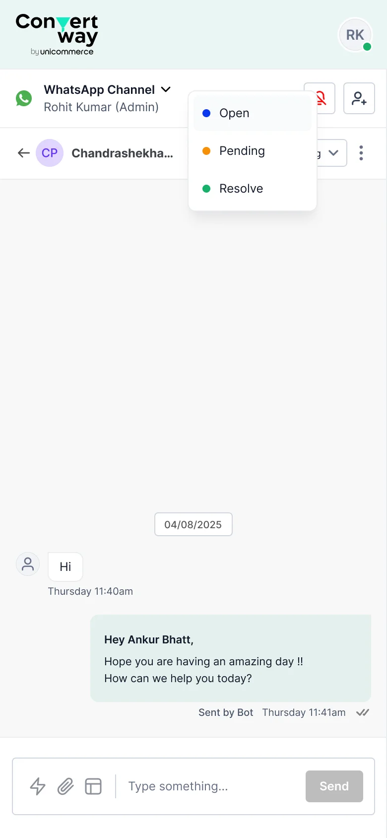 Mobile chat thread
