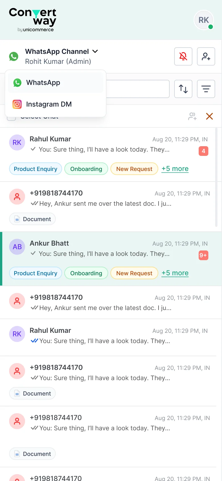 Mobile inbox
